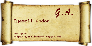 Gyeszli Andor névjegykártya